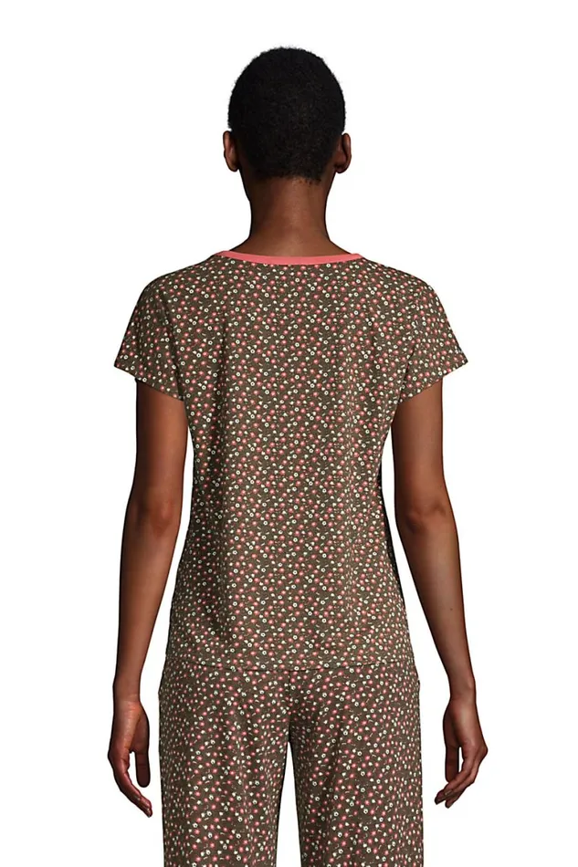 Lands039 End Pajamas and Robes Women Lounge Short Sleeve Vneck Pajama Tshirt Forest Moss Ditsy Floral Lands039 End Pajamas and Robes Women Lounge Short Sleeve Vneck Pajama Tshirt Forest Moss Ditsy Floral
