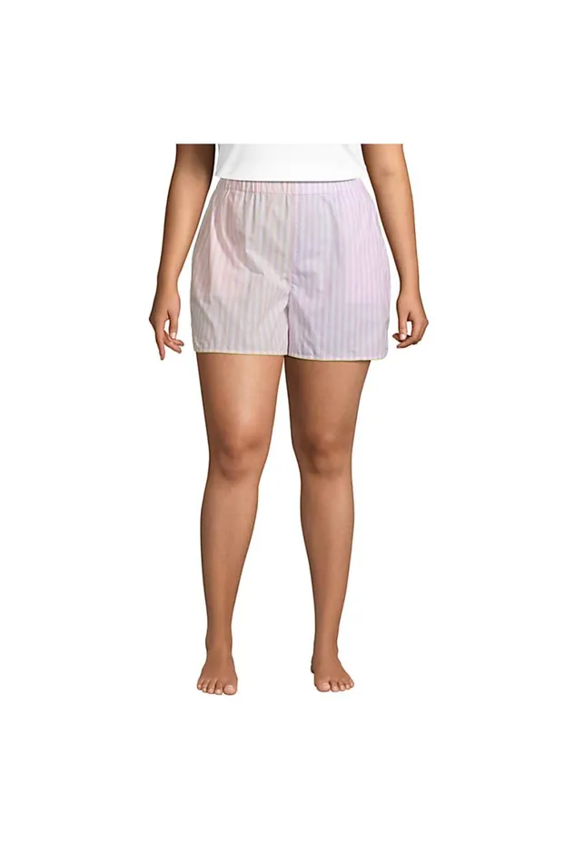 Lands039 End Pajamas and Robes Women Plus Size Cotton Poplin Pajama Shorts Wild Blossom Stripe Block