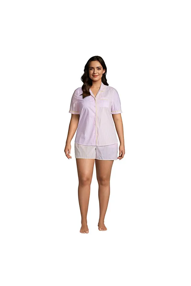 Lands039 End Pajamas and Robes Women Plus Size Cotton Poplin Pajama Shorts Wild Blossom Stripe Block Lands039 End Pajamas and Robes Women Plus Size Cotton Poplin Pajama Shorts Wild Blossom Stripe Block