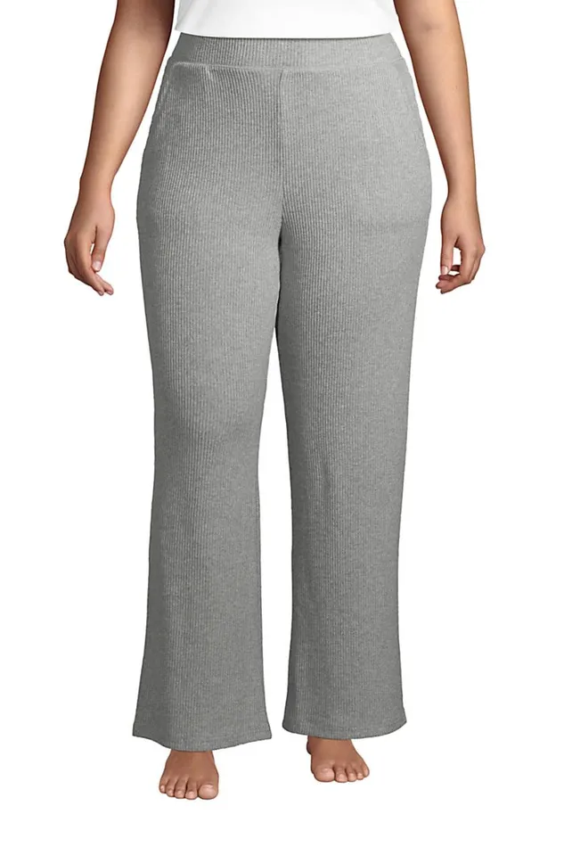 Lands039 End Pajamas and Robes Women Plus Size Rib Wide Leg Sleep Pants Cement Heather Lands039 End Pajamas and Robes Women Plus Size Rib Wide Leg Sleep Pants Cement Heather