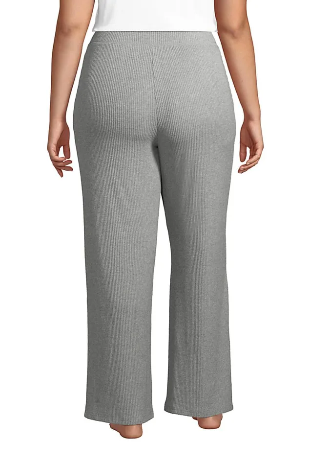 Lands039 End Pajamas and Robes Women Plus Size Rib Wide Leg Sleep Pants Cement Heather Lands039 End Pajamas and Robes Women Plus Size Rib Wide Leg Sleep Pants Cement Heather
