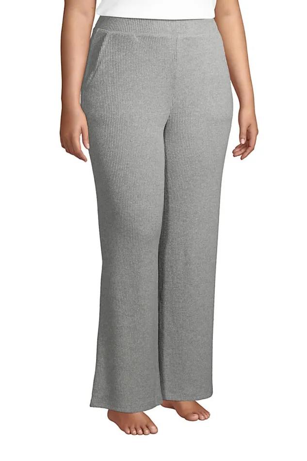 Lands039 End Pajamas and Robes Women Plus Size Rib Wide Leg Sleep Pants Cement Heather Lands039 End Pajamas and Robes Women Plus Size Rib Wide Leg Sleep Pants Cement Heather