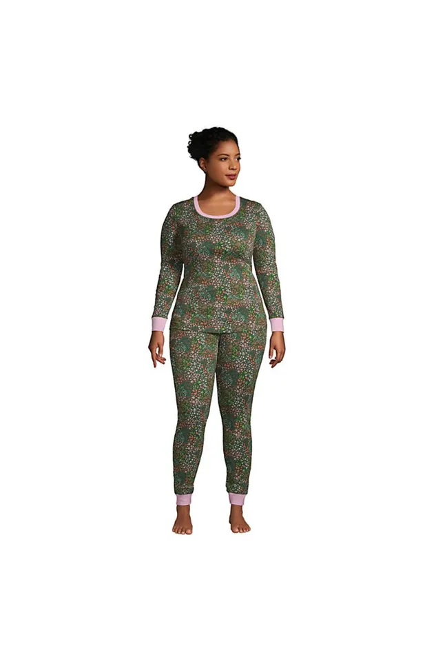 Lands039 End Pajamas and Robes Women Plus Size Snug Fit Pajama Set Long Sleeve Top And Pants Forest Moss Mini Floral Lands039 End Pajamas and Robes Women Plus Size Snug Fit Pajama Set Long Sleeve Top And Pants Forest Moss Mini Floral