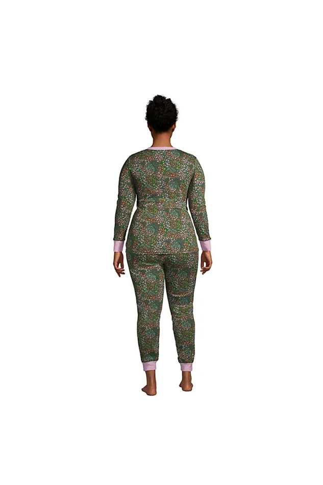 Lands039 End Pajamas and Robes Women Plus Size Snug Fit Pajama Set Long Sleeve Top And Pants Forest Moss Mini Floral Lands039 End Pajamas and Robes Women Plus Size Snug Fit Pajama Set Long Sleeve Top And Pants Forest Moss Mini Floral