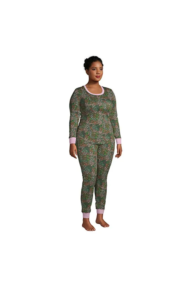 Lands039 End Pajamas and Robes Women Plus Size Snug Fit Pajama Set Long Sleeve Top And Pants Forest Moss Mini Floral Lands039 End Pajamas and Robes Women Plus Size Snug Fit Pajama Set Long Sleeve Top And Pants Forest Moss Mini Floral