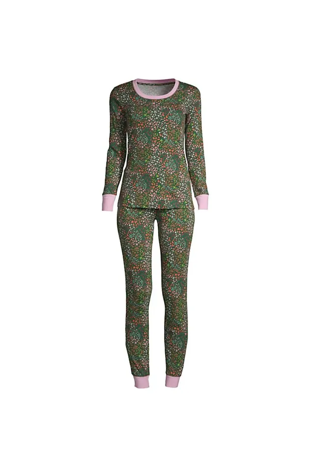 Lands039 End Pajamas and Robes Women Plus Size Snug Fit Pajama Set Long Sleeve Top And Pants Forest Moss Mini Floral Lands039 End Pajamas and Robes Women Plus Size Snug Fit Pajama Set Long Sleeve Top And Pants Forest Moss Mini Floral