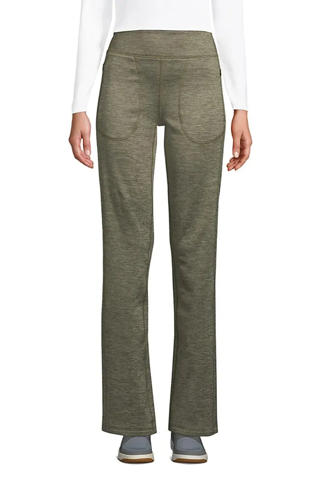 Lands039 End Pants Women Active Fleece Lined Yoga Pants Forest Moss Space Dye