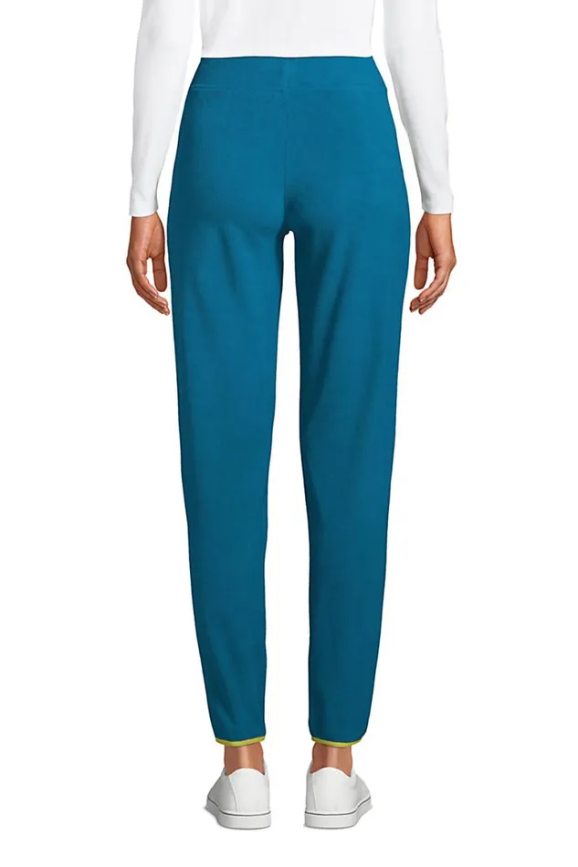 Lands039 End Pants Women Elastic Waist Pull On Fleece Tapered Pants Ivory