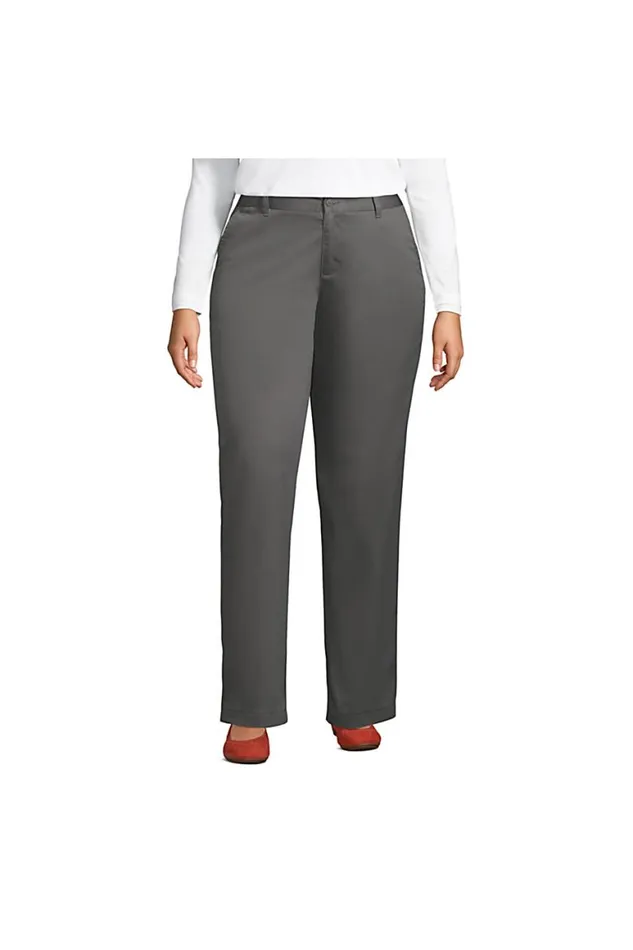 Lands039 End Pants Women Plus Plain Front Blend Chino Pants Arctic Gray