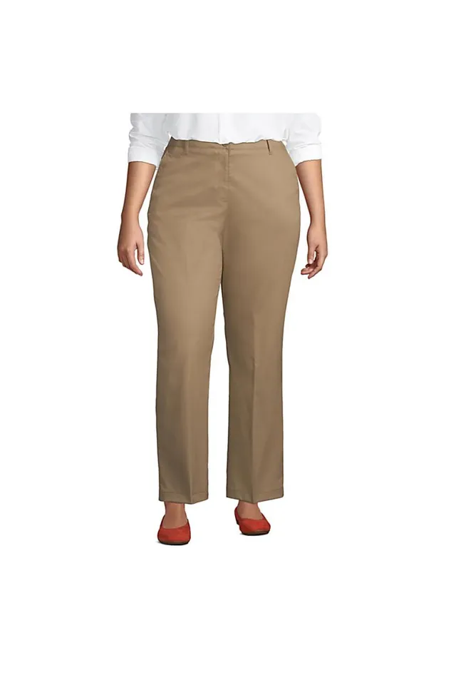 Lands039 End Pants Women Plus Size Straight Leg Chino Pants Khaki