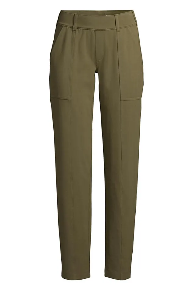 Lands039 End Pants Women Starfish Mid Rise Elastic Waist Pull On Utility Ankle Pants Forest Moss
