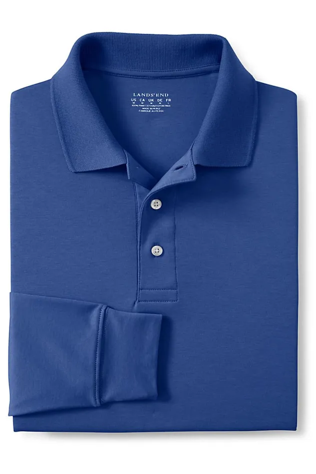 Lands039 End Polo Shirts Men Big Long Sleeve Performance Pima Polo Shirt Dark Cobalt Blue Lands039 End Polo Shirts Men Big Long Sleeve Performance Pima Polo Shirt Dark Cobalt Blue