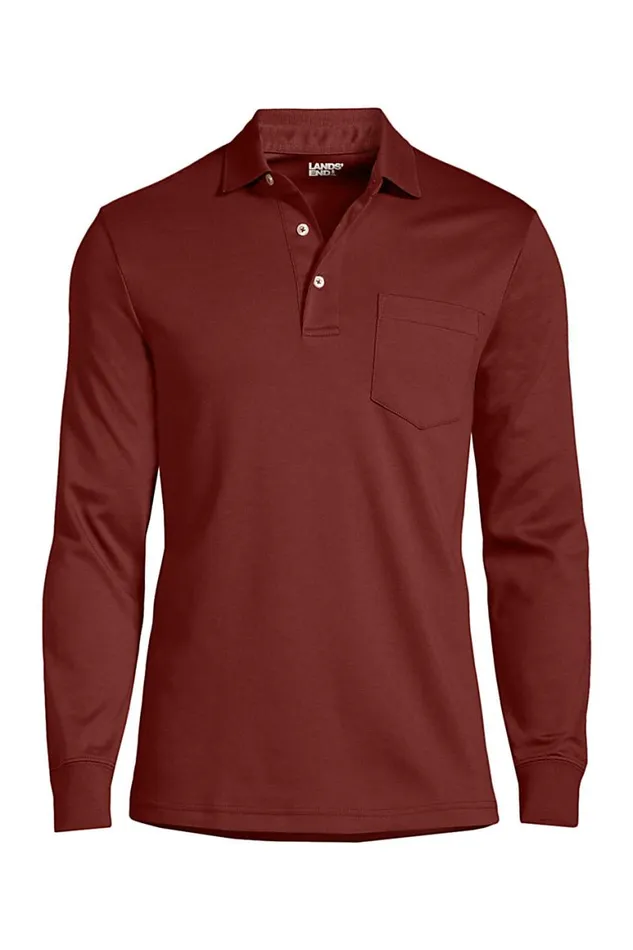 Lands039 End Polo Shirts Men Big Long Sleeve Super Soft Supima Polo Shirt With Pocket Rust Red Lands039 End Polo Shirts Men Big Long Sleeve Super Soft Supima Polo Shirt With Pocket Rust Red