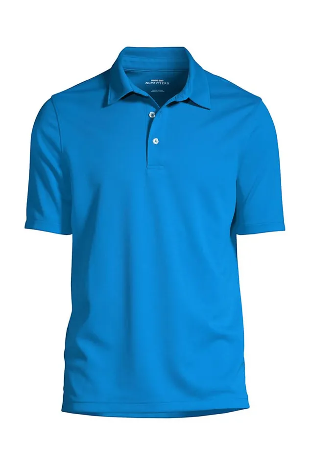 Lands039 End Polo Shirts Men Big Short Sleeve Active Pique Polo Shirt Siam Blue