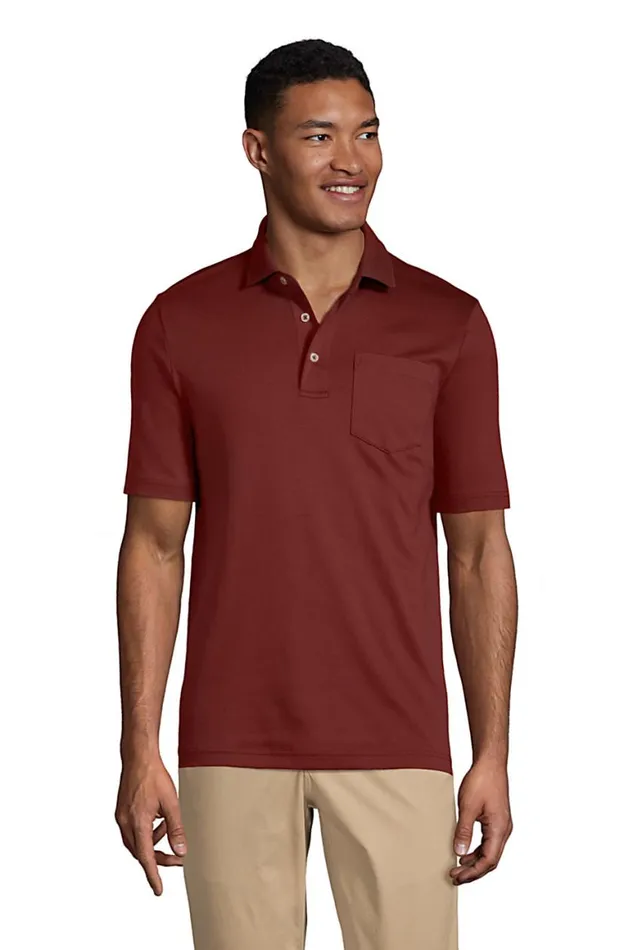 Lands039 End Polo Shirts Men Big Short Sleeve Super Soft Supima Polo Shirt With Pocket Rust Red Lands039 End Polo Shirts Men Big Short Sleeve Super Soft Supima Polo Shirt With Pocket Rust Red