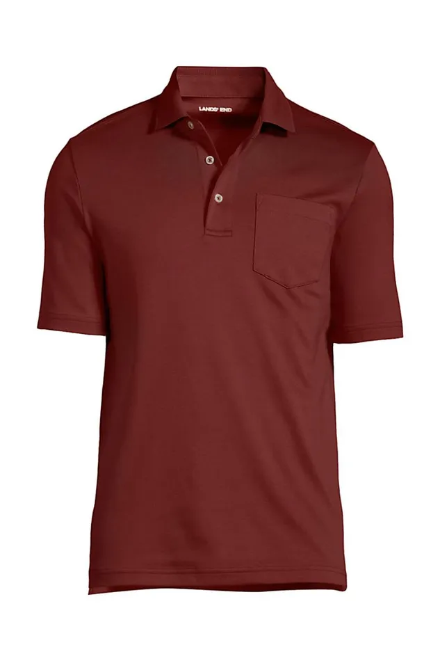 Lands039 End Polo Shirts Men Big Short Sleeve Super Soft Supima Polo Shirt With Pocket Rust Red