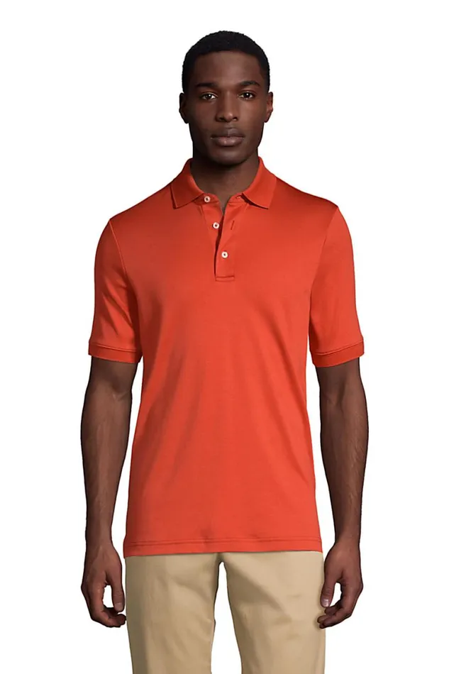 Lands039 End Polo Shirts Men Big Short Sleeve Supima Polo Shirt Orange Clay