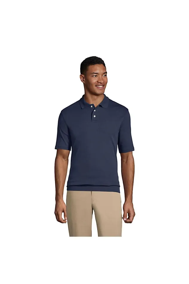 Lands039 End Polo Shirts Men Short Sleeve Banded Bottom Polo Shirt Classic Navy Lands039 End Polo Shirts Men Short Sleeve Banded Bottom Polo Shirt Classic Navy