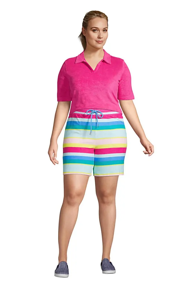 Lands039 End Polo Shirts Women Plus Size Seriously Terry Upf Elbow Sleeve Polo Shirt Multi Rainbow Stripe Lands039 End Polo Shirts Women Plus Size Seriously Terry Upf Elbow Sleeve Polo Shirt Multi Rainbow Stripe