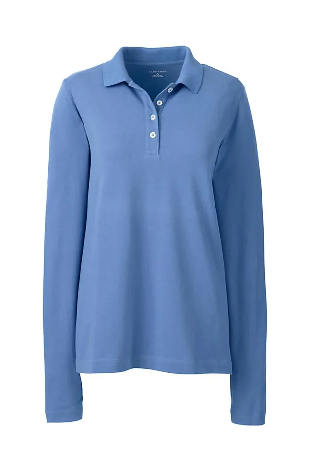 Lands039 End Polo Shirts Women Regular Long Sleeve Mesh Polo True Blue Lands039 End Polo Shirts Women Regular Long Sleeve Mesh Polo True Blue