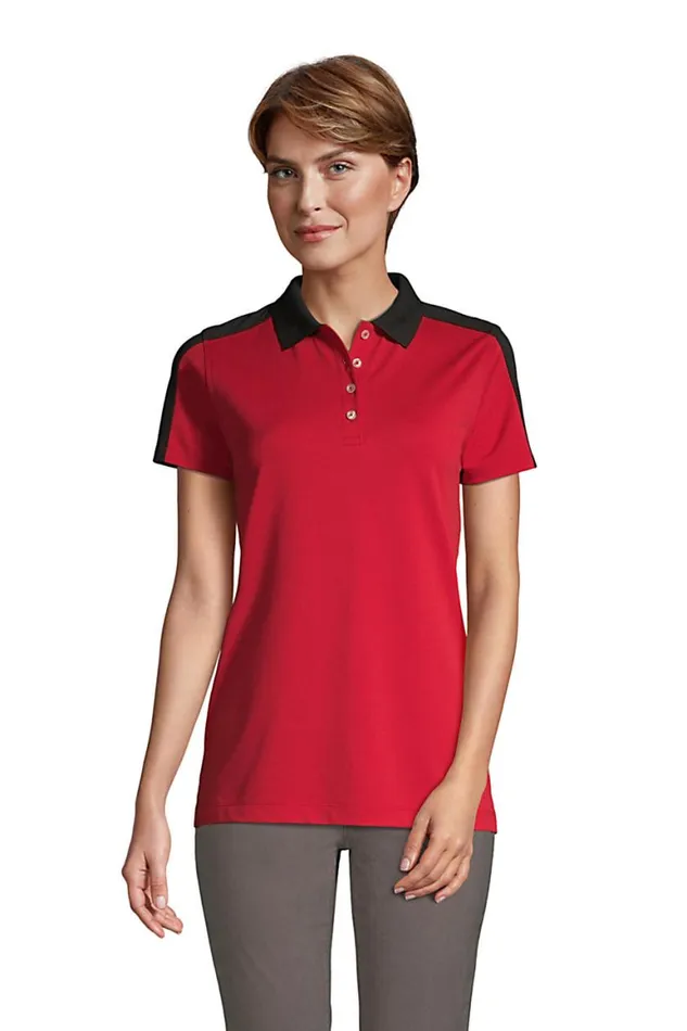 Lands039 End Polo Shirts Women Short Sleeve Color Block Polyester Polo Shirt Rich Red Lands039 End Polo Shirts Women Short Sleeve Color Block Polyester Polo Shirt Rich Red