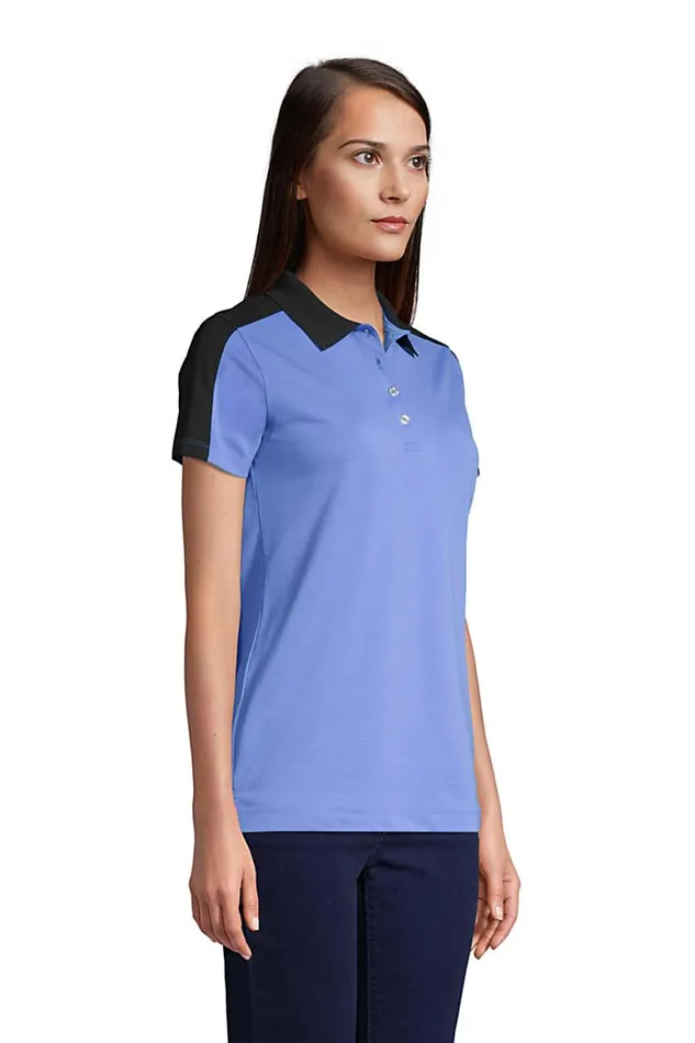 Lands039 End Polo Shirts Women Short Sleeve Color Block Polyester Polo Shirt Rich Red