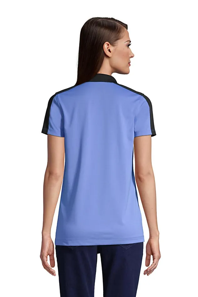 Lands039 End Polo Shirts Women Short Sleeve Color Block Polyester Polo Shirt Rich Red