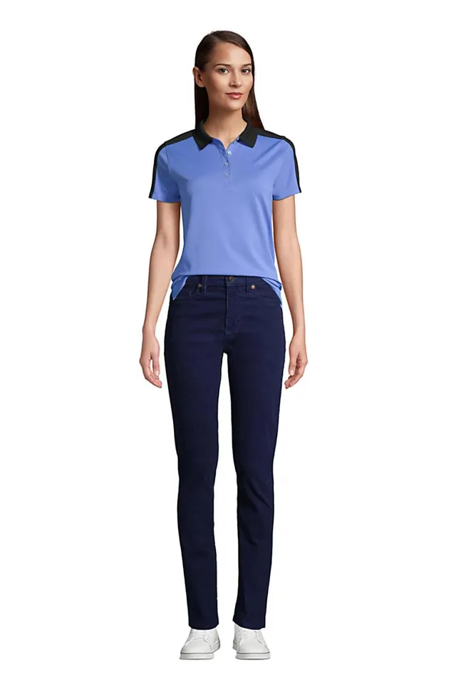 Lands039 End Polo Shirts Women Short Sleeve Color Block Polyester Polo Shirt Rich Red
