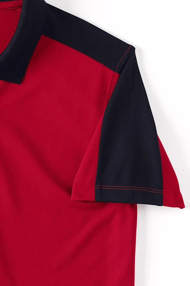Lands039 End Polo Shirts Women Short Sleeve Color Block Polyester Polo Shirt Rich Red