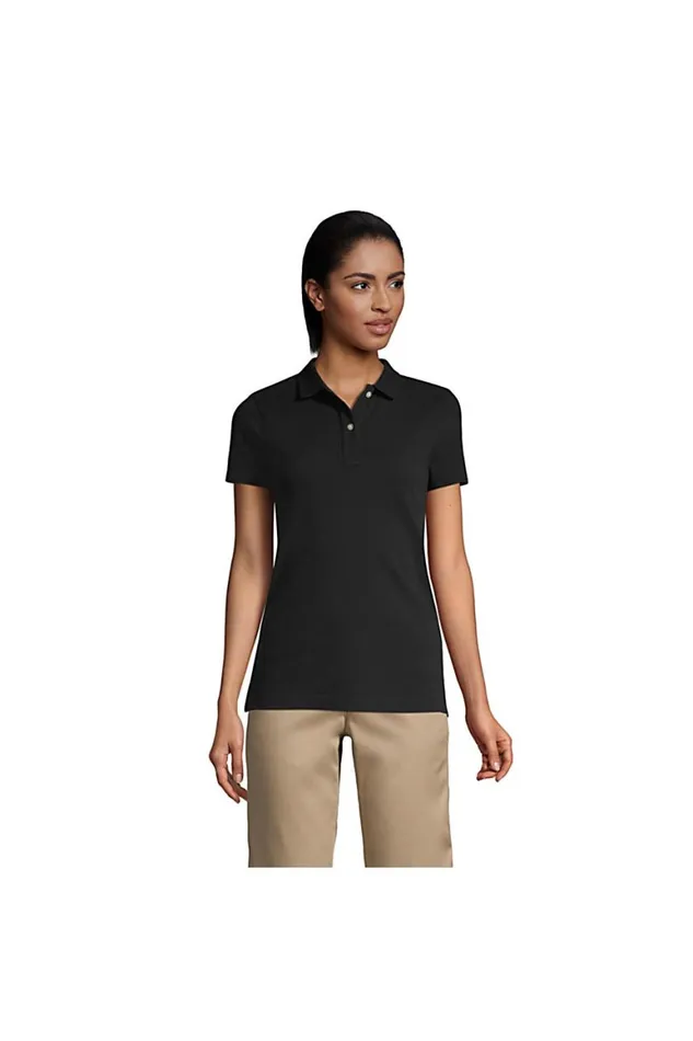 Lands039 End Polo Shirts Women Short Sleeve Feminine Fit Mesh Polo Shirt Black