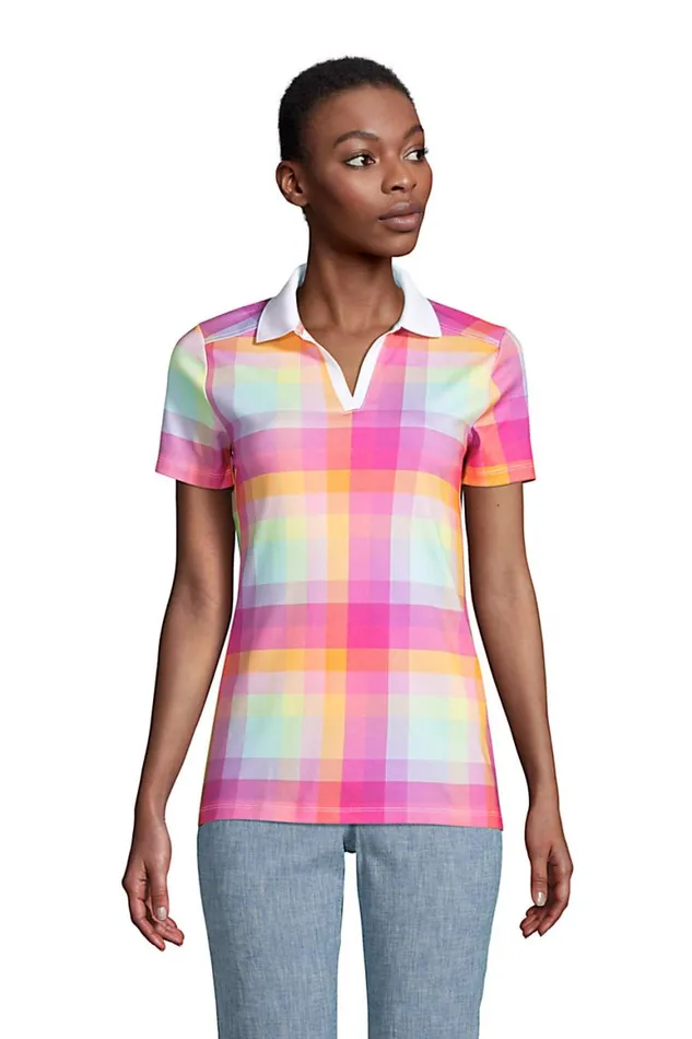 Lands039 End Polo Shirts Women Supima Cotton Johnny Collar Polo Shirt Fresh Lavender Rainbow Plaid Lands039 End Polo Shirts Women Supima Cotton Johnny Collar Polo Shirt Fresh Lavender Rainbow Plaid