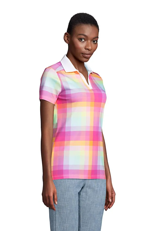 Lands039 End Polo Shirts Women Supima Cotton Johnny Collar Polo Shirt Fresh Lavender Rainbow Plaid Lands039 End Polo Shirts Women Supima Cotton Johnny Collar Polo Shirt Fresh Lavender Rainbow Plaid