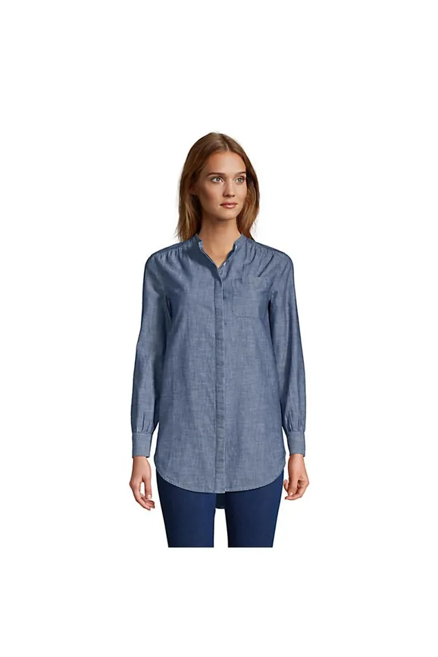 Lands039 End Shirts and Blouses Women Chambray Aline Long Sleeve Tunic Top Medium Dark Indigo Chambray Lands039 End Shirts and Blouses Women Chambray Aline Long Sleeve Tunic Top Medium Dark Indigo Chambray