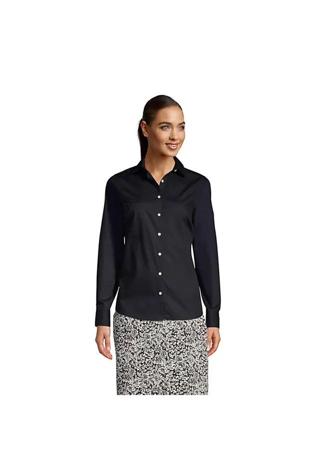 Lands039 End Shirts and Blouses Women Long Sleeve Broadcloth Shirt Black