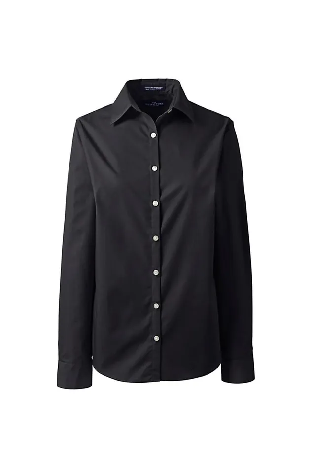 Lands039 End Shirts and Blouses Women Long Sleeve Broadcloth Shirt Black