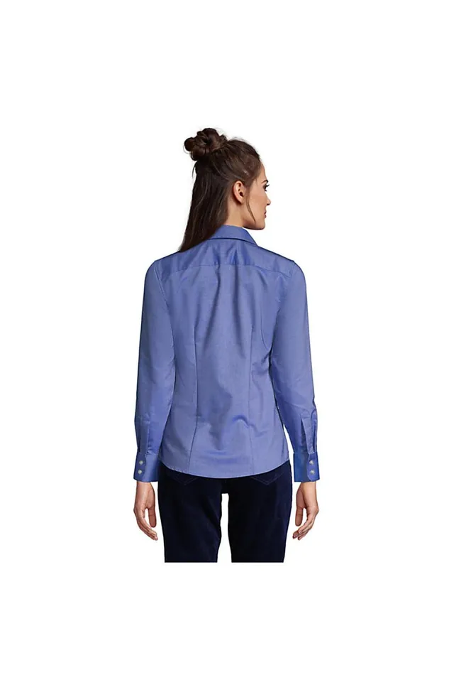 Lands039 End Shirts and Blouses Women Long Sleeve Oxford Shirt Blue