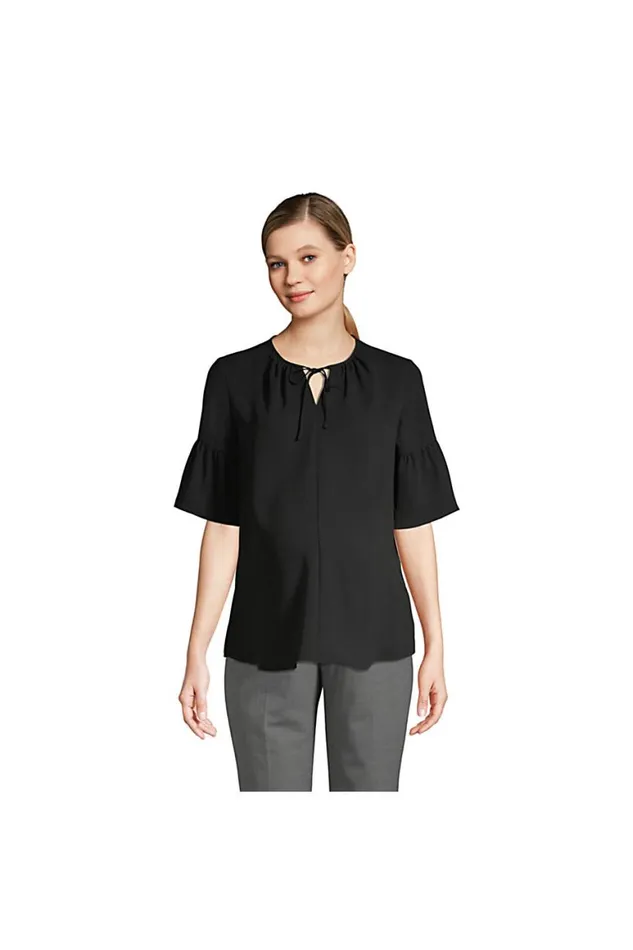 Lands039 End Shirts and Blouses Women Maternity Short Sleeve Tie Neck Crepe Blouse Black Lands039 End Shirts and Blouses Women Maternity Short Sleeve Tie Neck Crepe Blouse Black