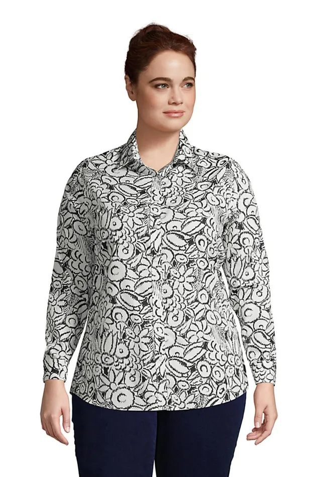 Lands039 End Shirts and Blouses Women Plus Size No Iron Supima Cotton Long Sleeve Shirt Deep Sea Navy Dot Tree Lands039 End Shirts and Blouses Women Plus Size No Iron Supima Cotton Long Sleeve Shirt Deep Sea Navy Dot Tree