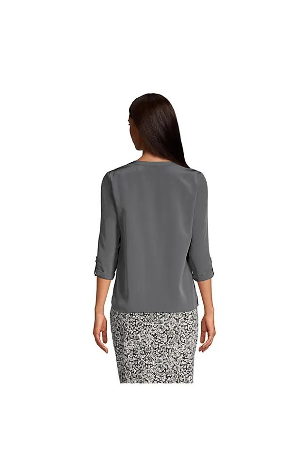 Lands039 End Shirts and Blouses Women Roll Tab Sleeve Split Neck Blouse Top Persian Plum Lands039 End Shirts and Blouses Women Roll Tab Sleeve Split Neck Blouse Top Persian Plum