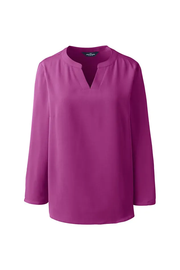 Lands039 End Shirts and Blouses Women Roll Tab Sleeve Split Neck Blouse Top Persian Plum Lands039 End Shirts and Blouses Women Roll Tab Sleeve Split Neck Blouse Top Persian Plum