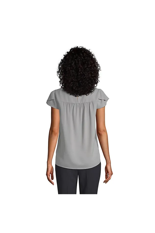 Lands039 End Shirts and Blouses Women Short Sleeve Crepe Tulip Sleeve Blouse Harbor Gray Lands039 End Shirts and Blouses Women Short Sleeve Crepe Tulip Sleeve Blouse Harbor Gray