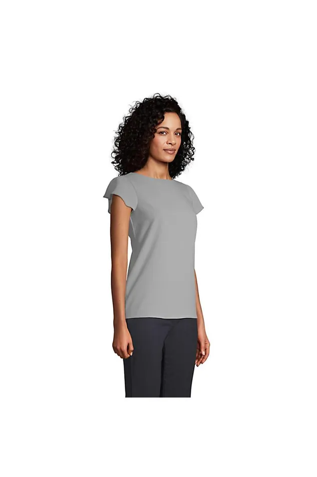 Lands039 End Shirts and Blouses Women Short Sleeve Crepe Tulip Sleeve Blouse Harbor Gray Lands039 End Shirts and Blouses Women Short Sleeve Crepe Tulip Sleeve Blouse Harbor Gray