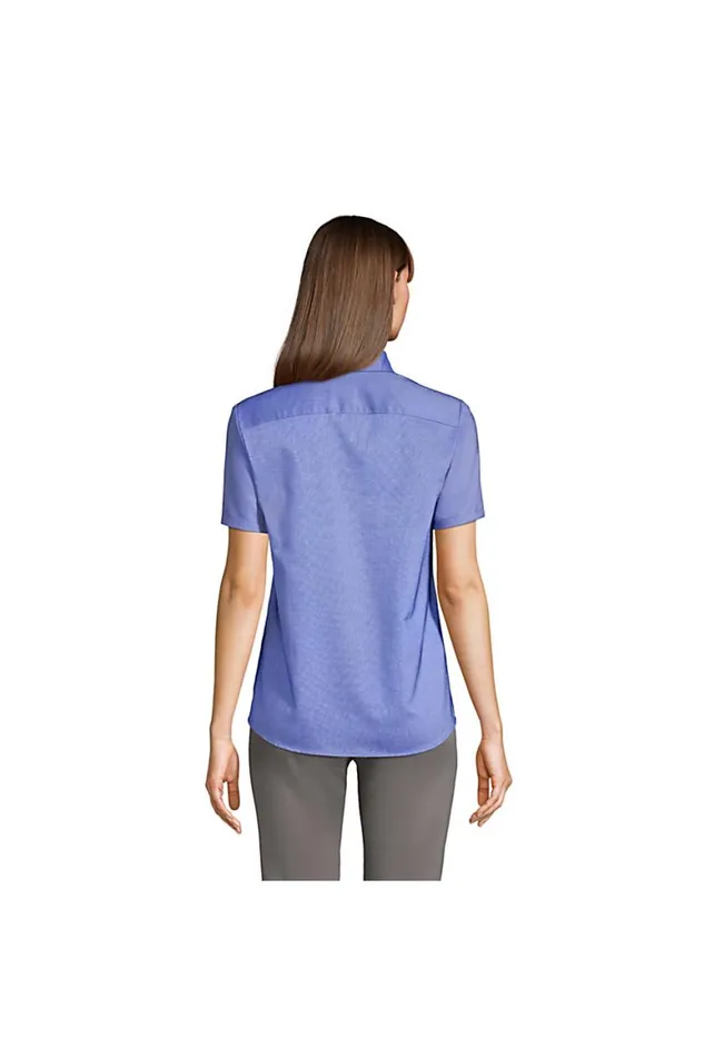 Lands039 End Shirts and Blouses Women Short Sleeve Oxford Dress Shirt Blue Lands039 End Shirts and Blouses Women Short Sleeve Oxford Dress Shirt Blue