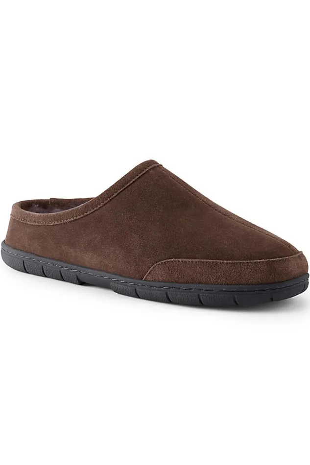 Lands039 End Shoes Men Suede Leather Fuzzy Shearling Fur Clog Slippers Dark Mahogany Lands039 End Shoes Men Suede Leather Fuzzy Shearling Fur Clog Slippers Dark Mahogany