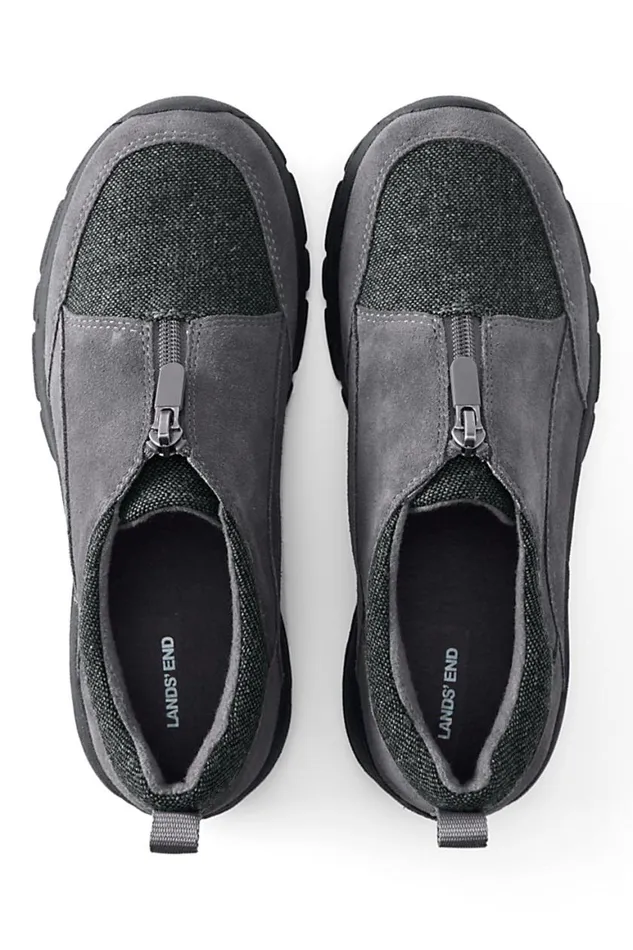Lands039 End Shoes Women All Weather Insulated Suede Leather Zip Moc Shoes Warm Graphite Suede Lands039 End Shoes Women All Weather Insulated Suede Leather Zip Moc Shoes Warm Graphite Suede