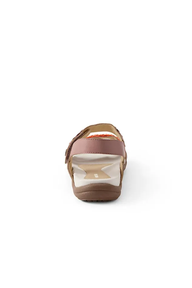 Lands039 End Shoes Women Braided Leather Comfort Flat Sandals Mauve Quartz Suede Colorblock