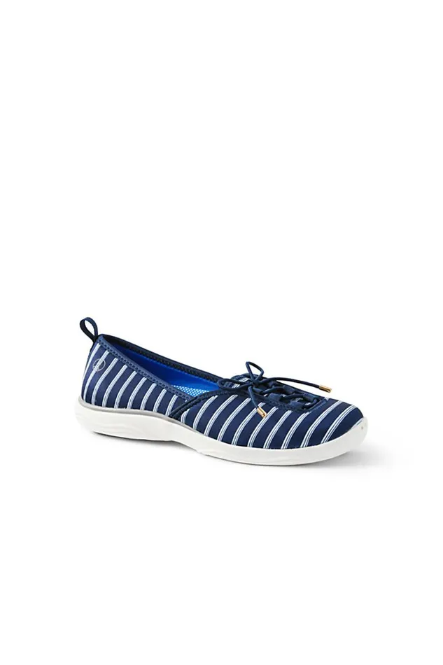 Lands039 End Shoes Women Slip On Skimmer Water Shoes Deep Sea Navy Founders Stripe