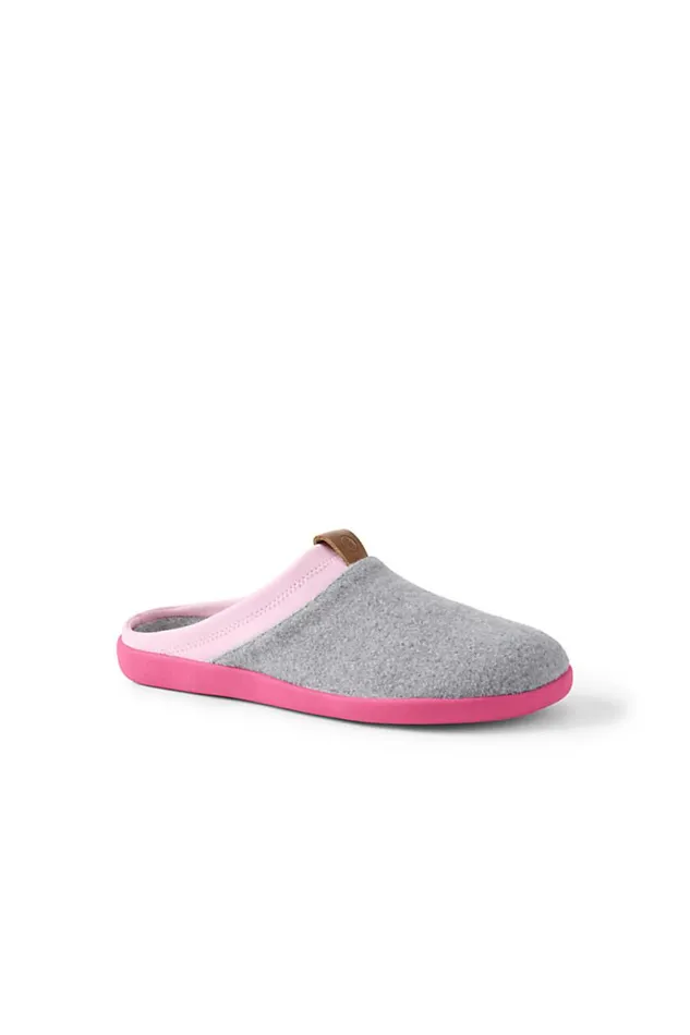 Lands039 End Shoes Women Wool Blend Scuff Slippers Gray Heather