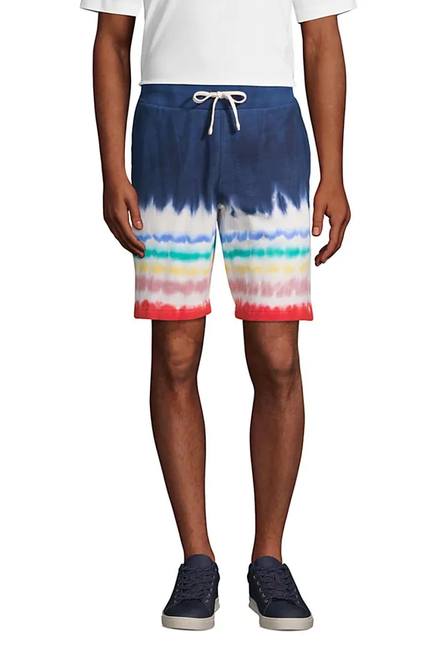 Lands039 End Shorts Men Serious Sweats Shorts Deep Sea Navy Rainbow Tie Dye