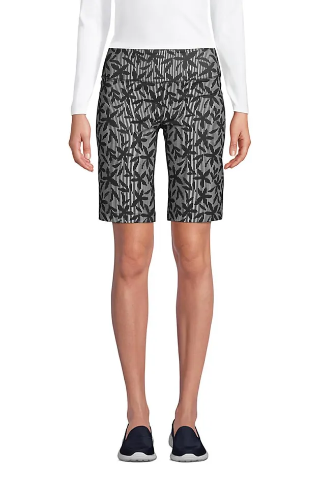 Lands039 End Shorts Women Active Relaxed Shorts Black Stripe Floral